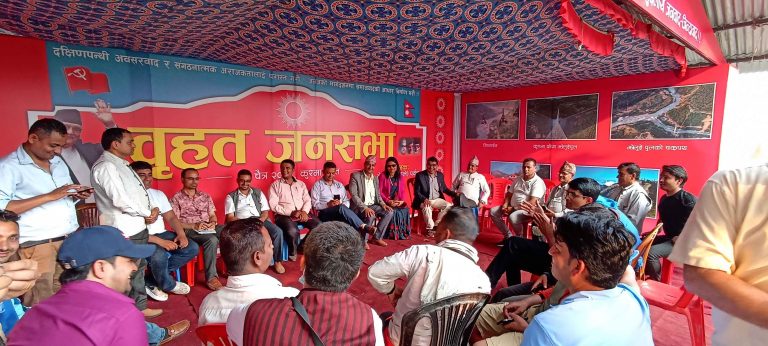 पर्वतमा केपी ओलीले सम्बोधन गर्ने जनसभाको सम्पुर्ण तयारी पुरा